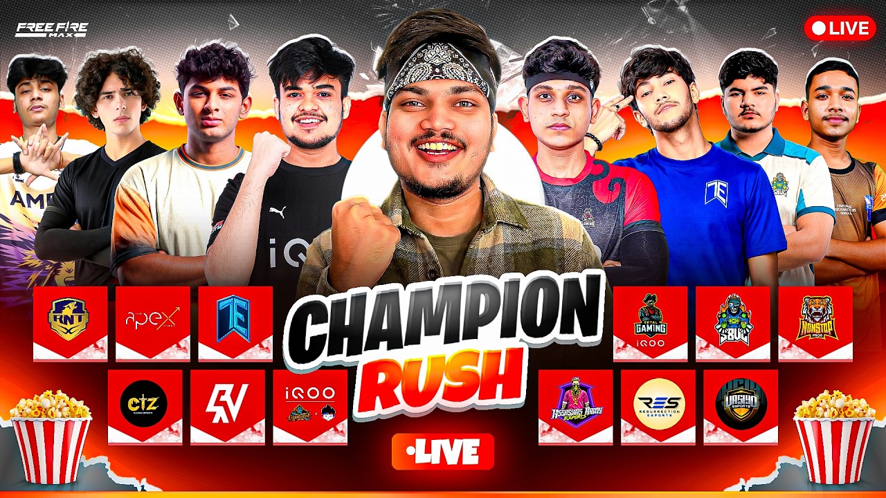 LIVE🔴 FREE FIRE TOURNAMENT  TSG VS TAG VS TG VS ELITE VS S8UL CHAMPION RUSH - TSG RITIK