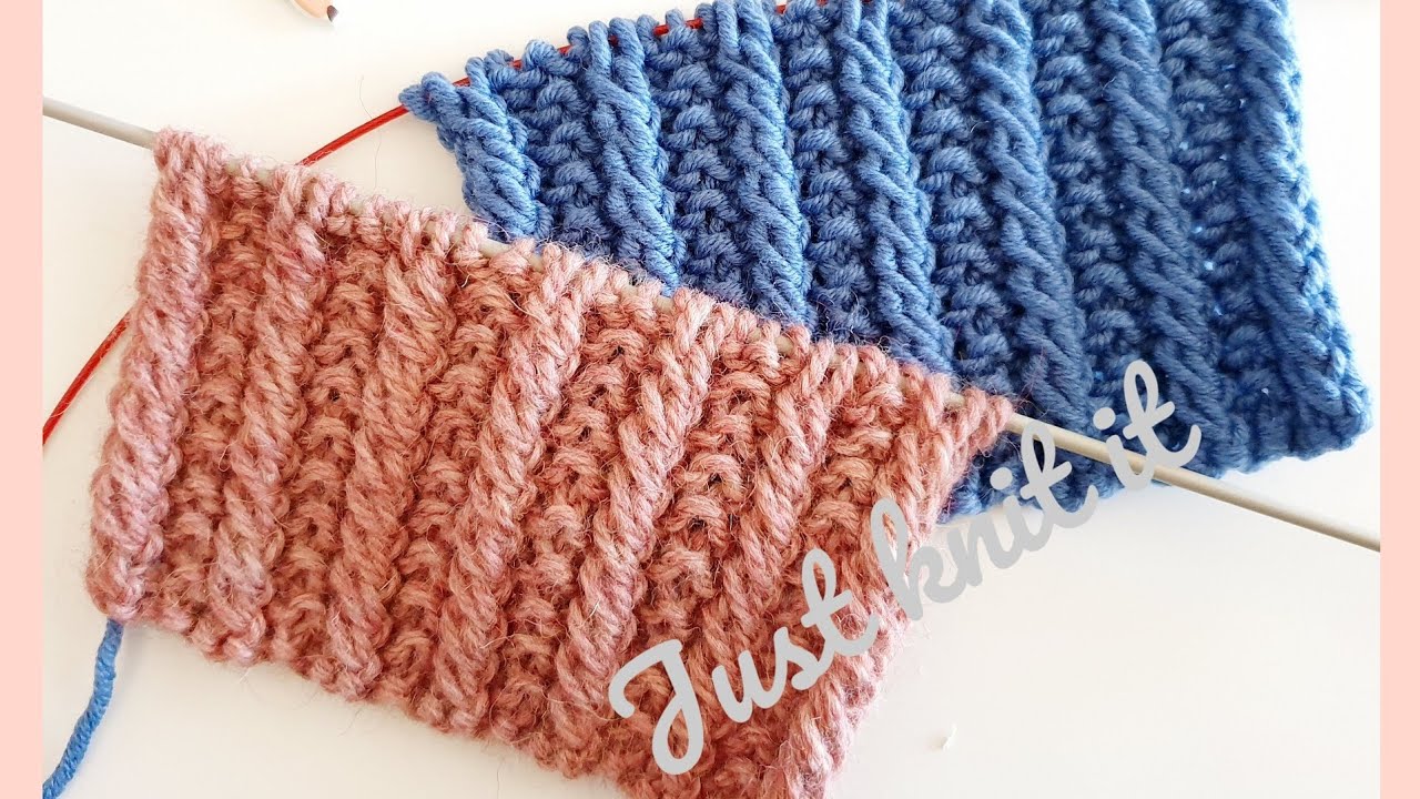Knitting stitch pattern 1 for hats, stretchy ribbing stitch