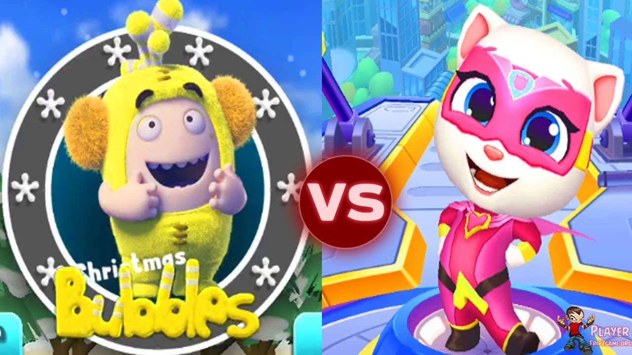Talking Tom Hero Dash VS Oddbods Turbo Run Christmas Bubbles VS Talking Angela Androi/iOS Gameplay