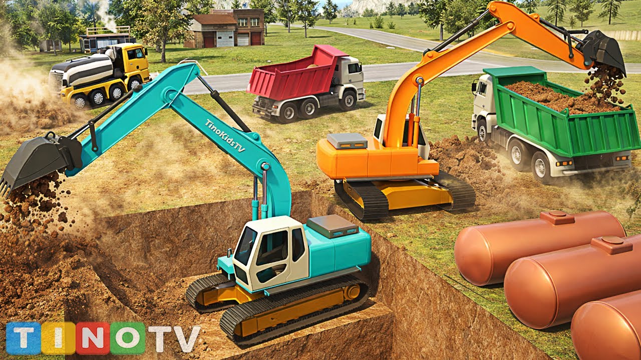 Building Gas Station from Scratch 🚧 Construction Trucks Create Fuel Pump on Highway