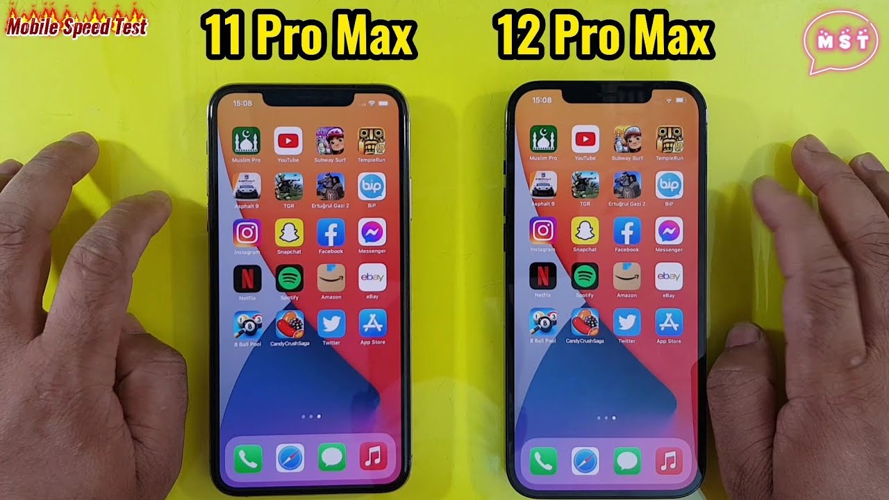 iPhone 11 Pro Max Vs iPhone 12 Pro Max Speed Test Comparison MST Mobile Speed Test Official