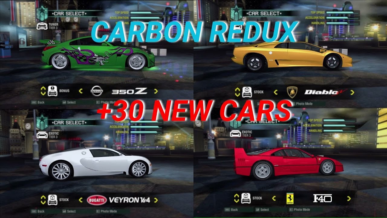 NFS Carbon REDUX - ALL CARS + Bonus & Custom Cars