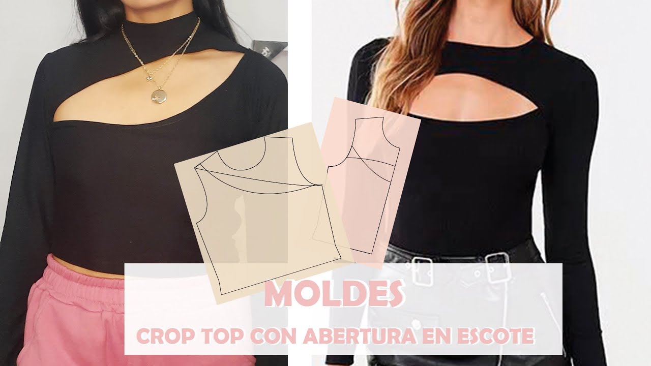 DIY-  Crop Top aesthetic- CON ABERTURA EN ESCOTE MUY FÁCIL + MOLDES GRATIS