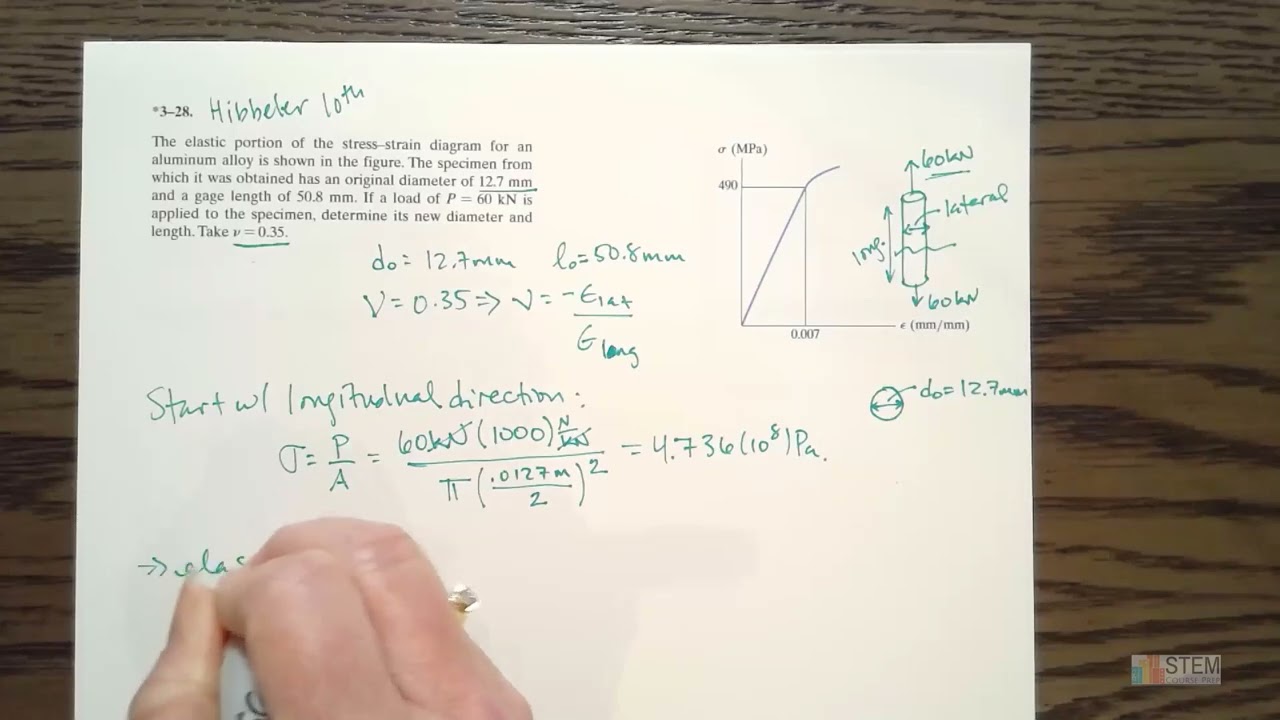 Hooke's Law with Poissons Ratio Problem 3 28 Hibbeler Mechanics of Materials