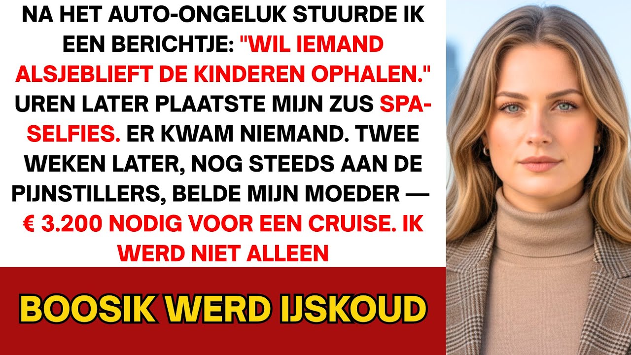 Na het auto-ongeluk sms'te ik: 'Alsjeblieft — iemand, haal de kinderen op', maar toen... Ik zweeg...