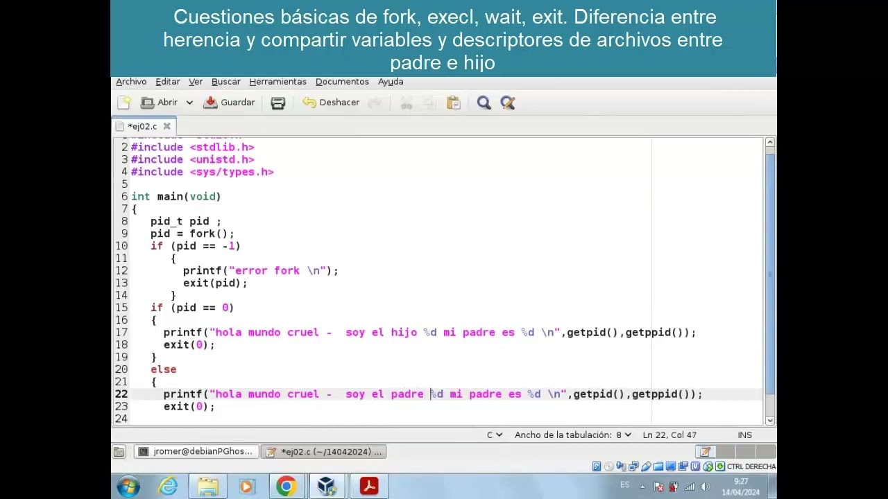 Cuestiones básicas de fork wait exec exit y sincronización usando lo que no se debe usar (sleep).