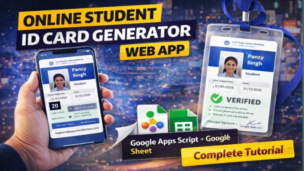 Online Student ID Card Generator Web App | Google Apps Script + Google Sheet | Complete Tutorial