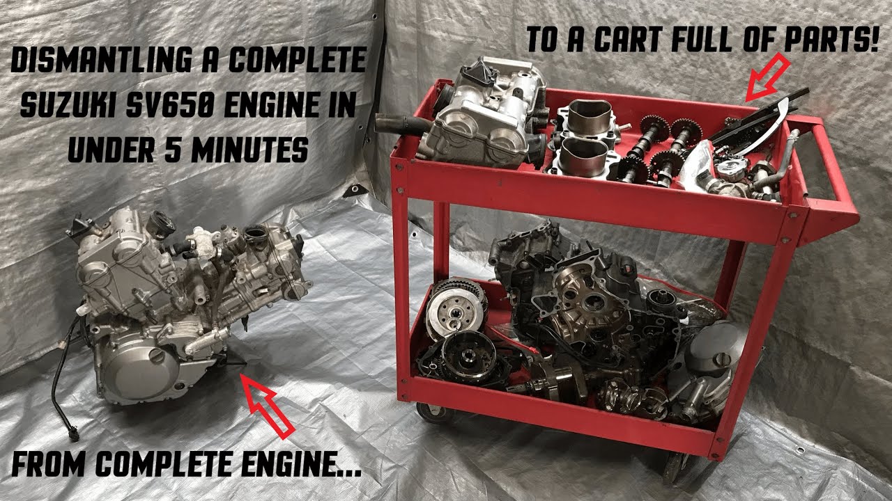 Dismantling A Complete Suzuki SV650 Engine In Under 5 Minutes
