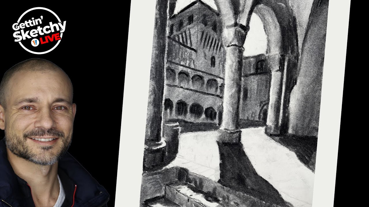 Live Drawing - Architectural Rendering with Charcoal