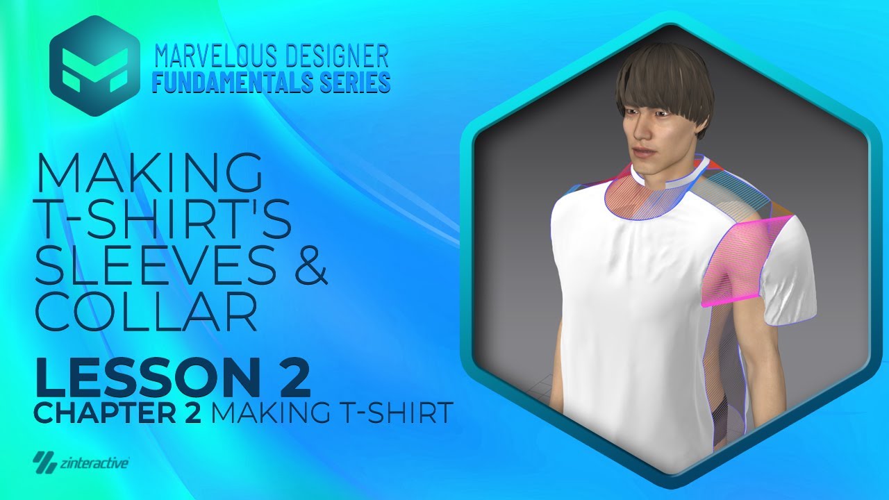 Making T-shirt's Sleeves and Collar | Lesson 2 | Chapter 2 | Marvelous Designer Fundamentals