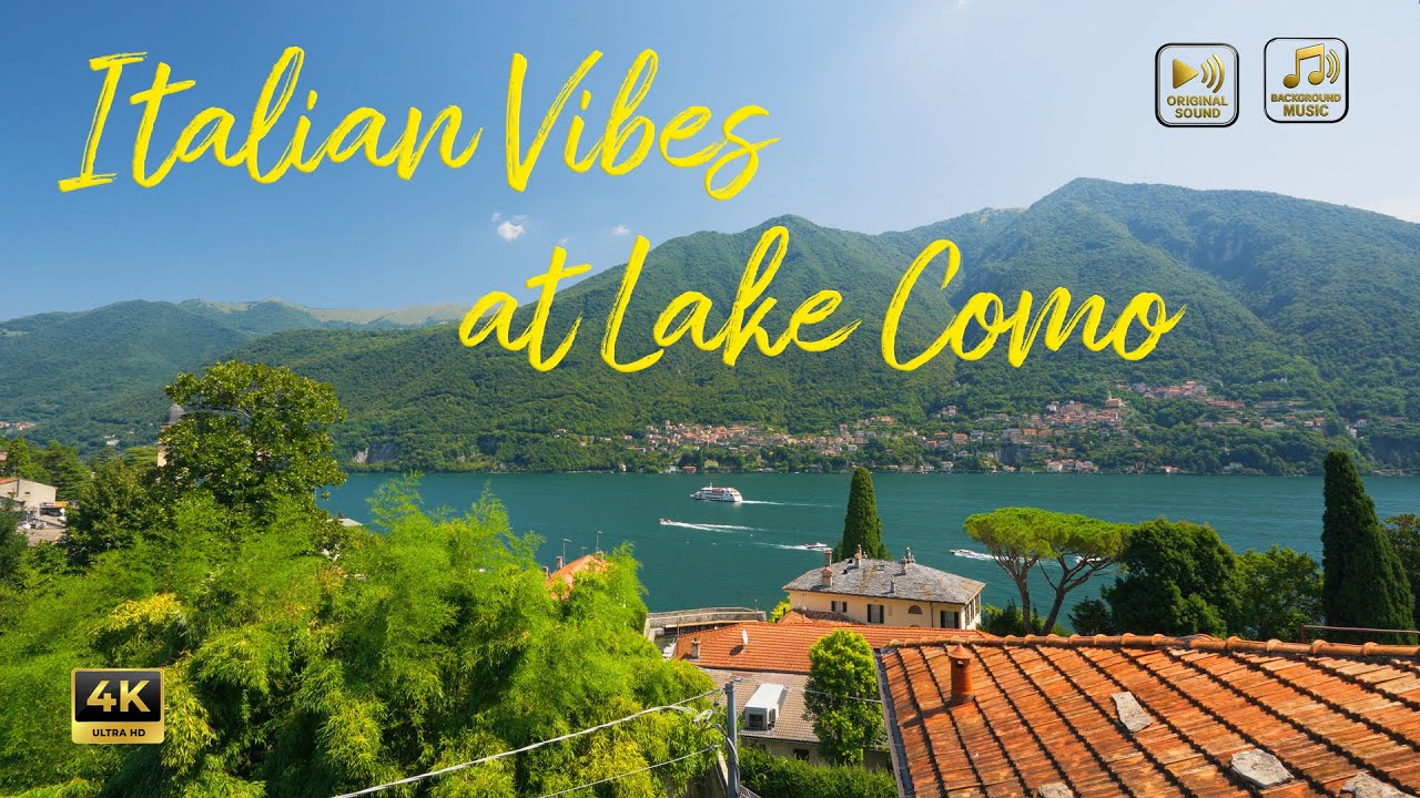 Italian vibes at Lake Como | Gentle Italian music | Peaceful Background Video | Scenic Moments 4K