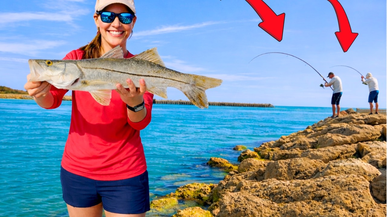 Girl&rsquo;s FISHING ADVENTURE at Florida jetties!