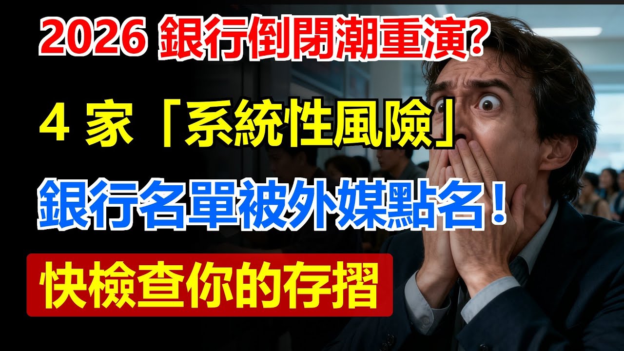 2026 銀行倒閉潮重演？這 4 家「系統性風險」銀行名單被外媒點名！快檢查你的存摺，超過這個數字的錢，保險一毛都不賠！