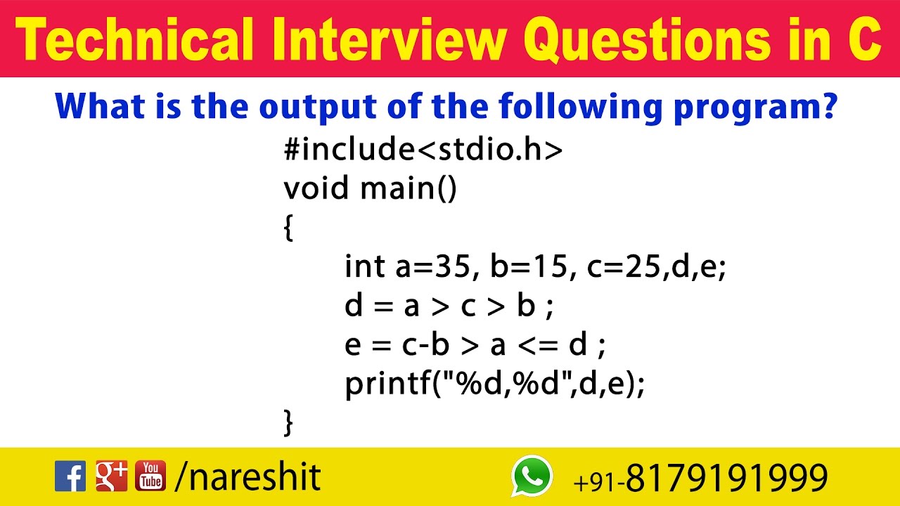 Relational Operators | C Technical Interview Questions and Answers | Mr. Srinivas