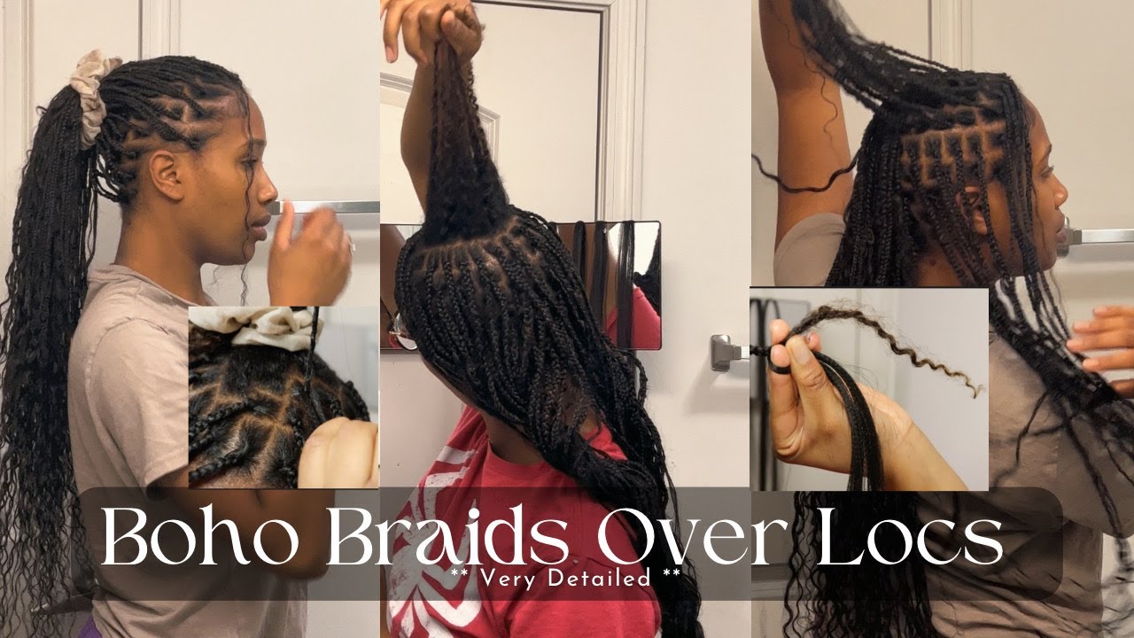 Box Boho Braids Over Locs w/ Human Hair | Very detailed & Beginner Friendly