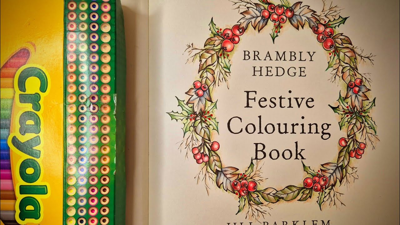 Floral Wreath - Crayola Pencils| Brambley Hedge Festive Colouring Book by Jill Barklem |