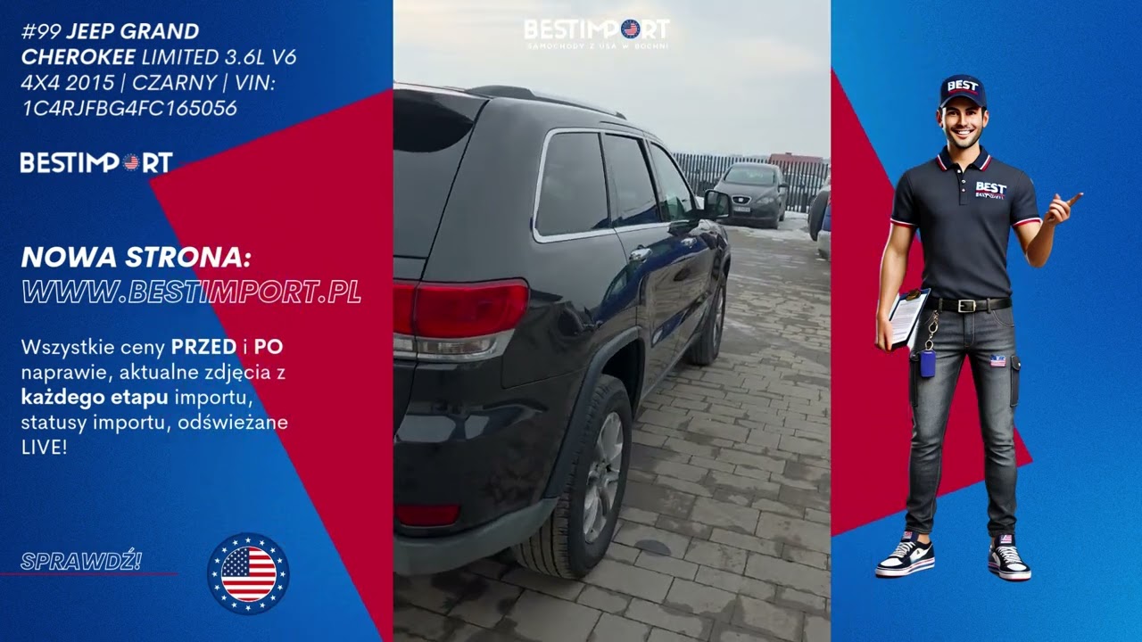 #99 JEEP GRAND CHEROKEE LIMITED 3.6L V6 4x4 2015 | CZARNY | VIN: 1C4RJFBG4FC165056