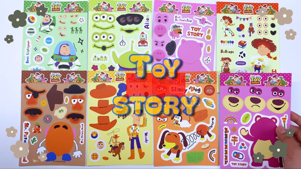 paper diy Toy Story Face Sticker Makeover 💛 Buzz, Woody & Lotso DIY Fun! #disney #sticker