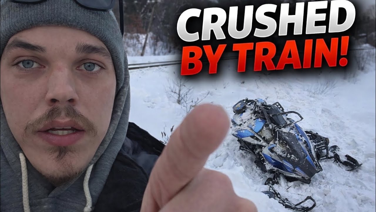 Snowmobile got hit by a train today!