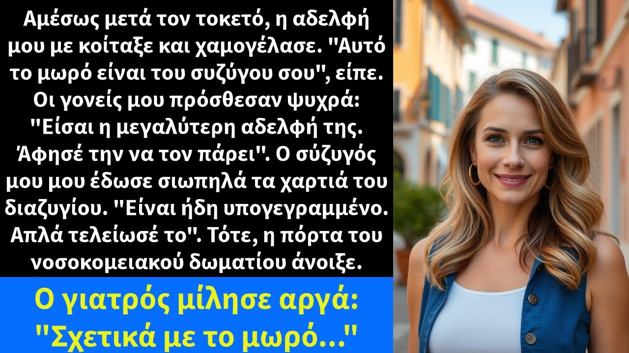 Αμέσως μετά τον τοκετό, η αδελφή μου με κοίταξε και χαμογέλασε. 