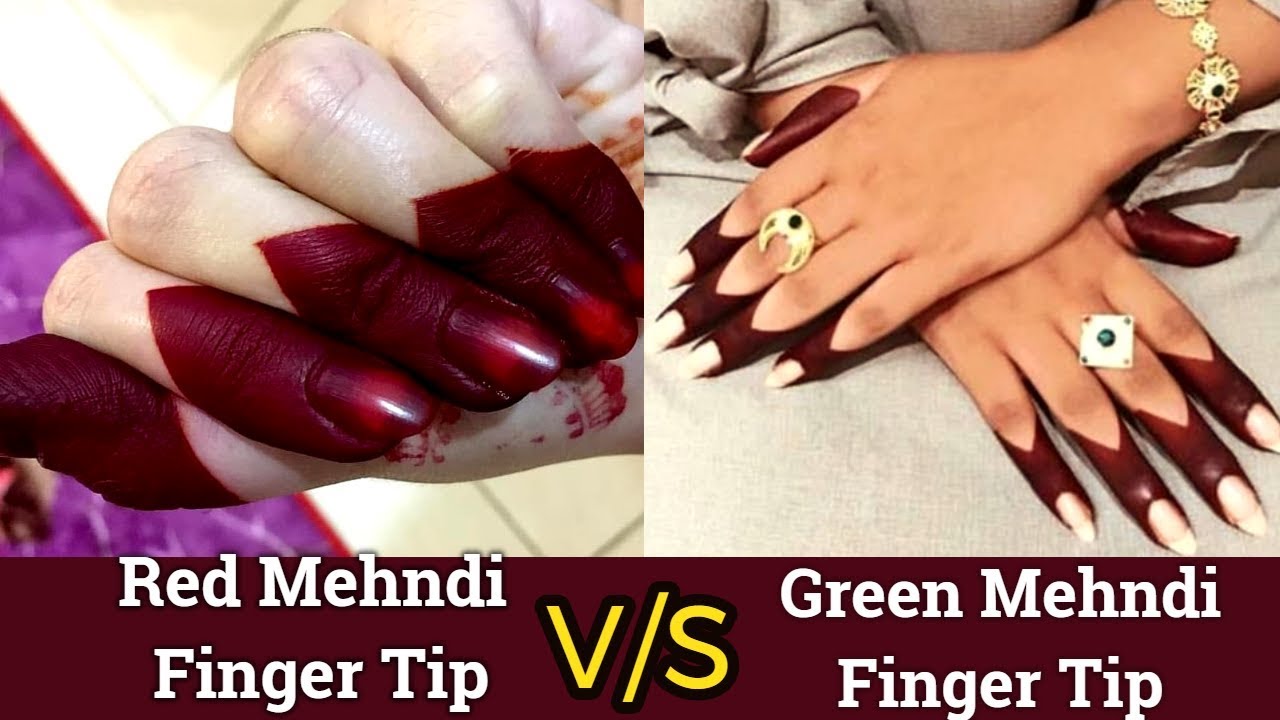 Best Finger Tip(Red V/S Green)|2 Simple Finger tip Mehndi design for back|Latest Finger Tip|Mehndi|