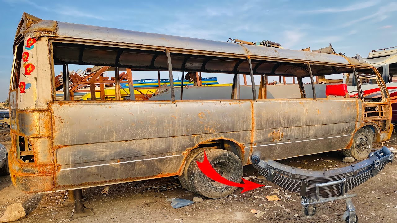 Coster Bus Leaf Spring Repairing at local Workshop Coster Bus Body Manufacturing Process