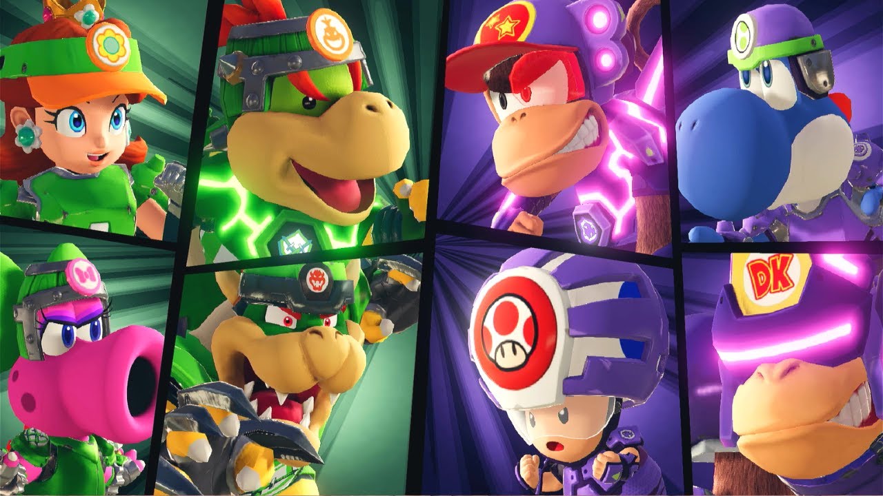 Bowser Jr and Bowser VS Diddy Kong and Donkey Kong: Family Battle - MARIO STRIKERS BATTLE LEAGUE