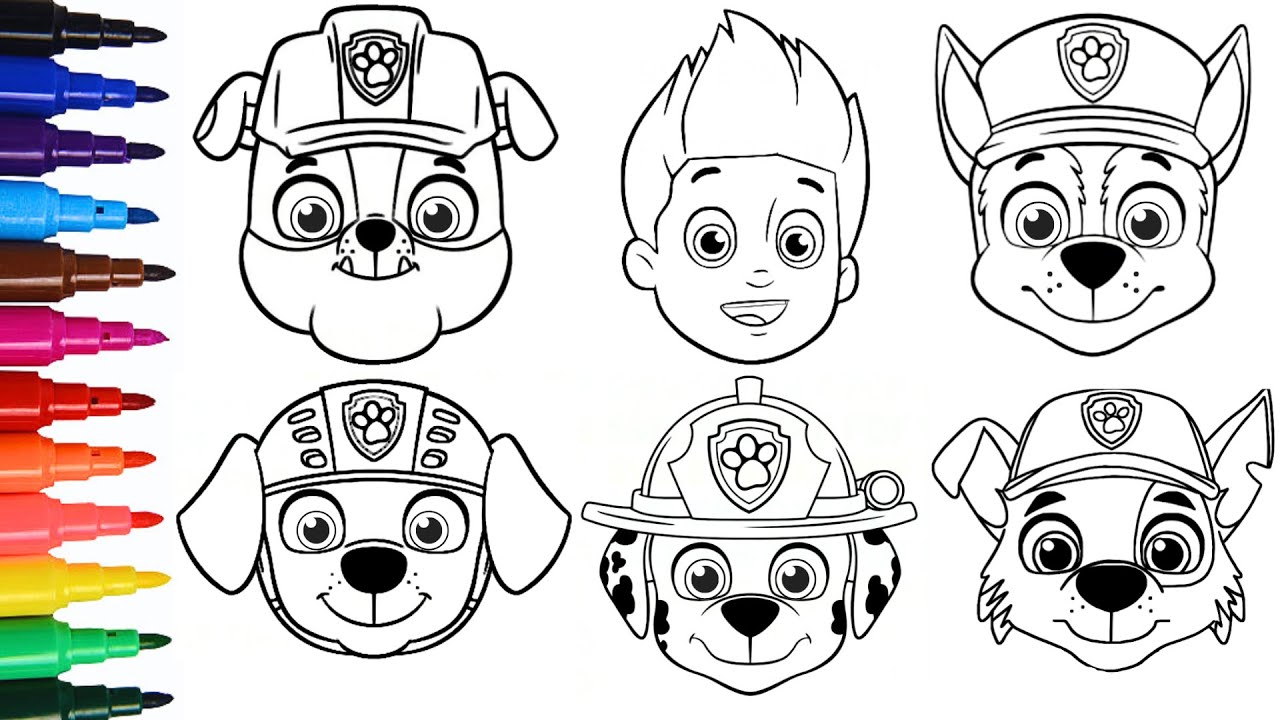 Paw Patrol New Colouring Pages | Ryder, Chase, Rubble, Skye, Marshall, Zuma, Rocky, Tracker