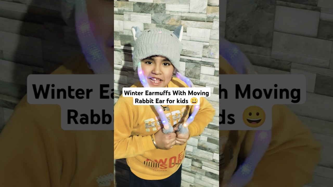 Winter earmuffs with moving rabbit 🐇 ears👂for kids 😀 #shorts #shortvideo #short #winter #earmuffs