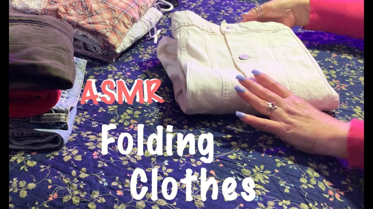 ASMR Request (No talking) Folding clothes with buttons, zippers, eye hooks, snaps. (Turn up volume)