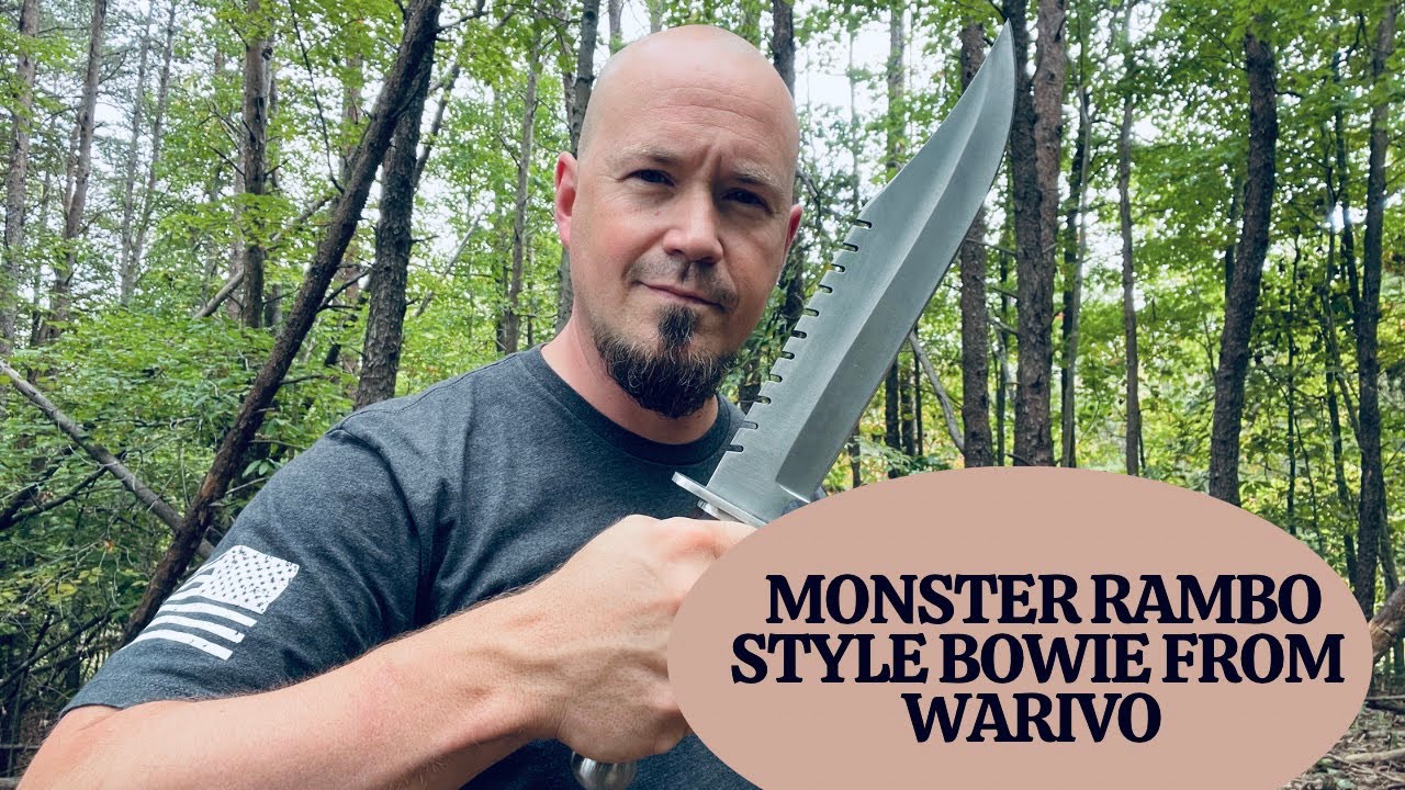 WARIVO Bowie Knife Rambo Style w/ D2 Steel & MASSIVE!