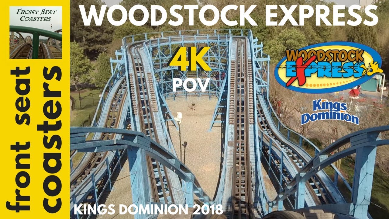 Woodstock Express 4K POV Kings Dominion 2018 Roller Coaster On-Ride Front Seat