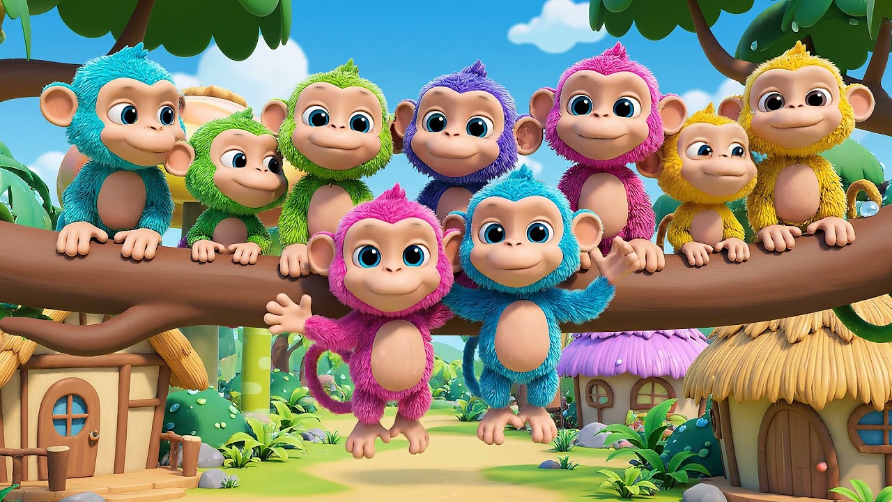 Eight Little Toy Monkeys Swing Swing Swing | Fun Counting Song & Jungle Toy Rhym