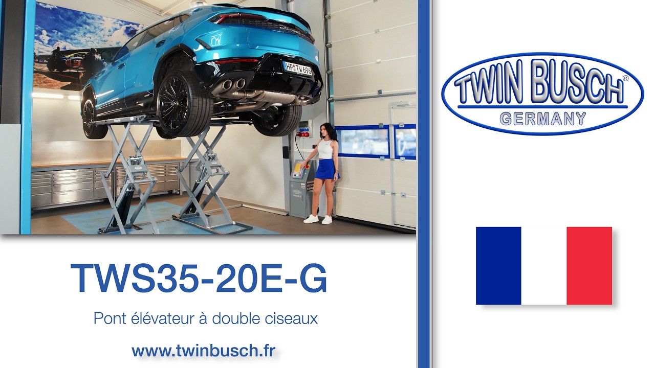 TWS35-20E-G : pont élévateur à double ciseaux - déverrouillage automatique - 3,5 t de TWIN BUSCH®