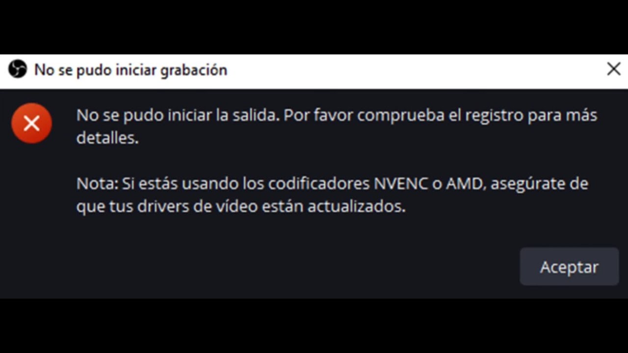 Solución error con el controlador / NVIDIA NVENC, AMD al abrir OBS STUDIO  WINDOWS11