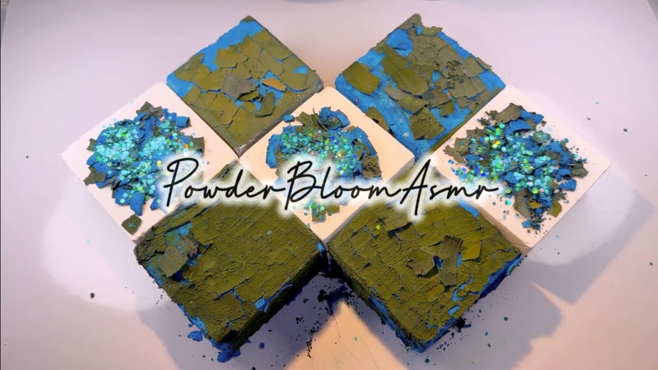 Deep Teal dyed Soft Gymchalk Crush ASMR🩵 | Powder Bloom Asmr #gymchalkasmr #dyedgymchalk #asmr