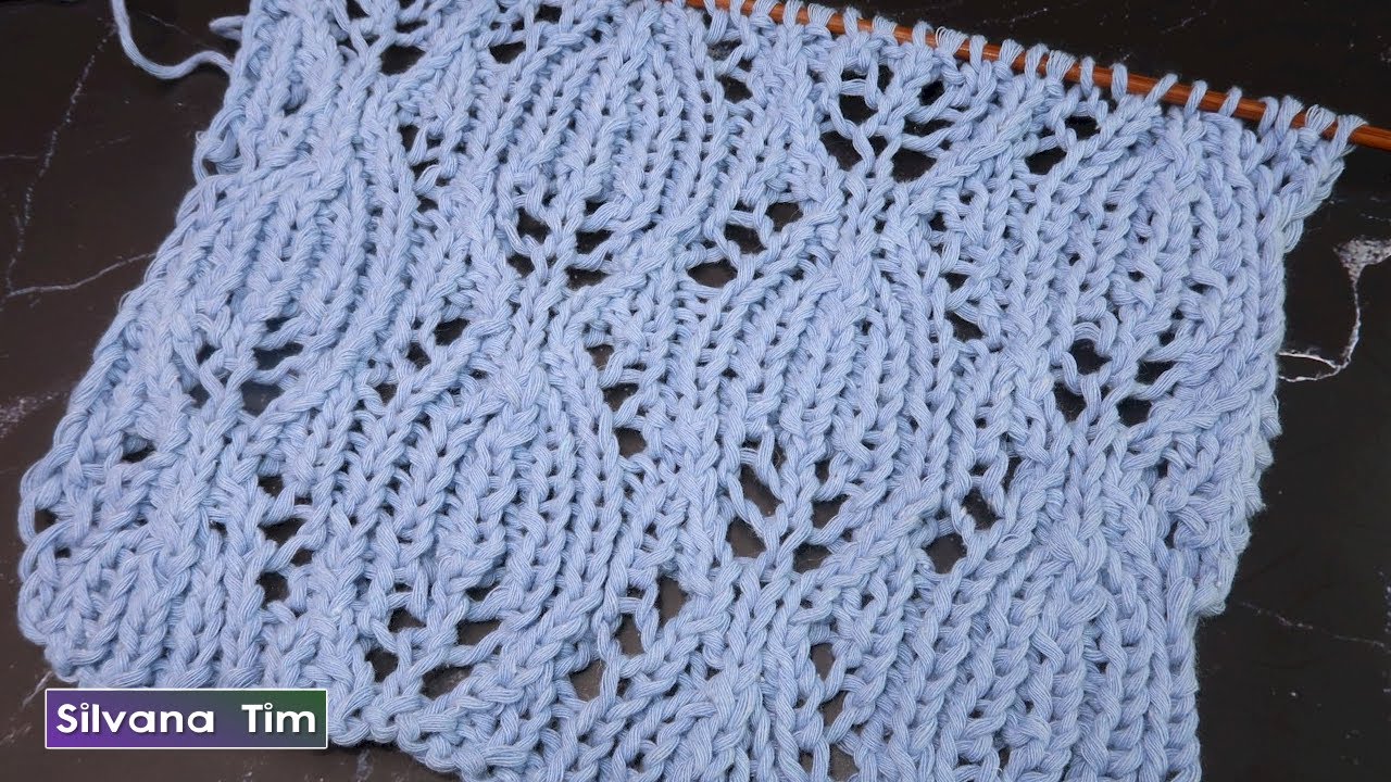 Puntos en dos Agujas: Calados, siempre actuales - Punto en forma de Hojas. Tutorial tejido №  1134