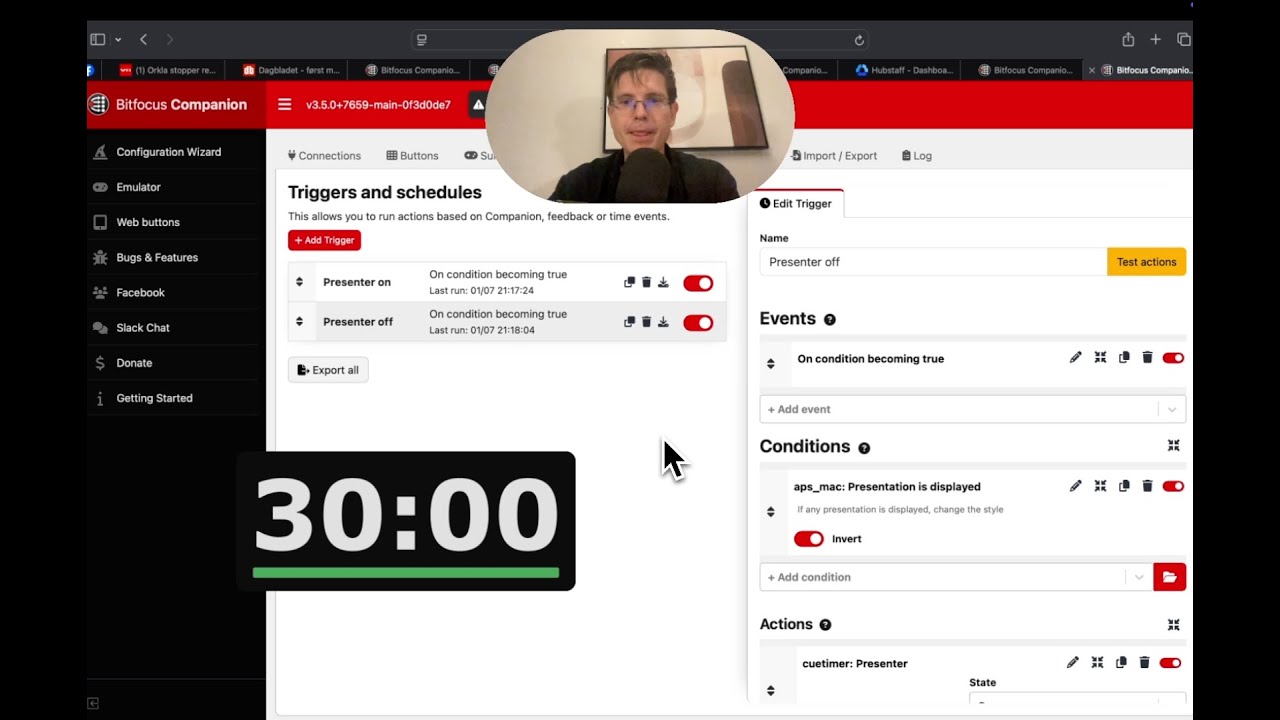 How to use Bitfocus Companion triggers: Automate CueTimer with APS