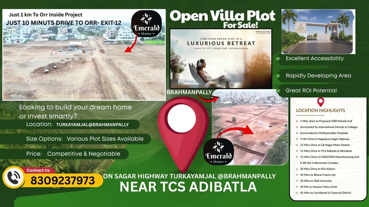 HMDA Approved Premium Villa Plots Near ORR | Emerald Homes Turkayamjal Hyderabad