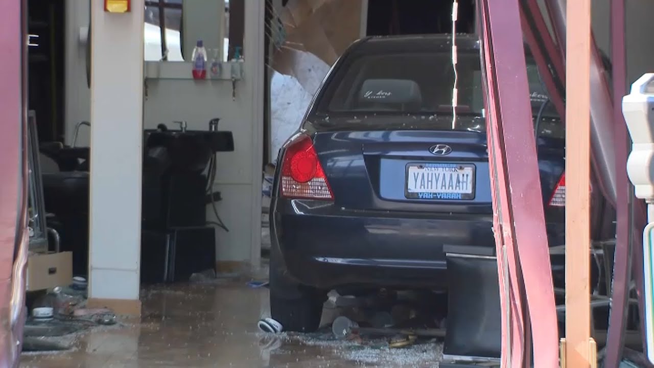 Caught on Camera: Car Hits Baby, Mom & Crashes Into Barbershop | NBC New York