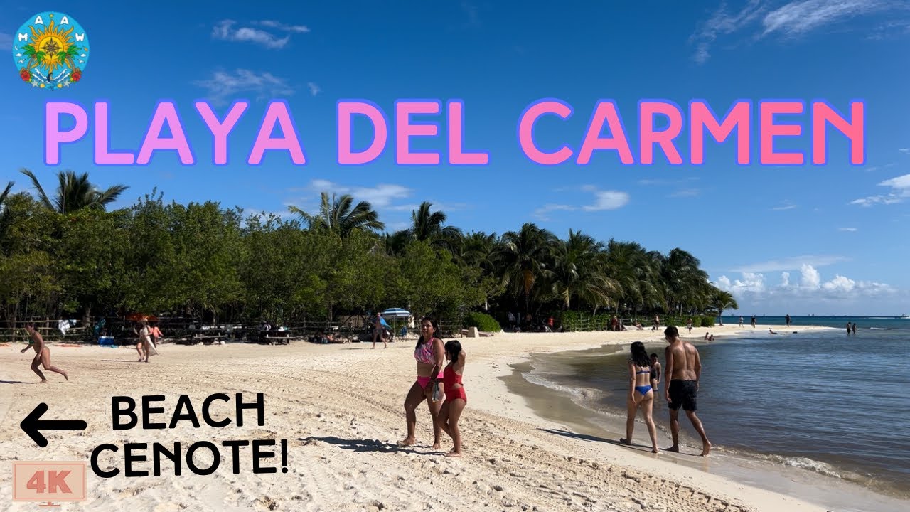 Playa del Carmen Mexico 4K Walking Tour 🇲🇽 | 30 Avenida to Punta Esmeralda Beach Cenote (2025)