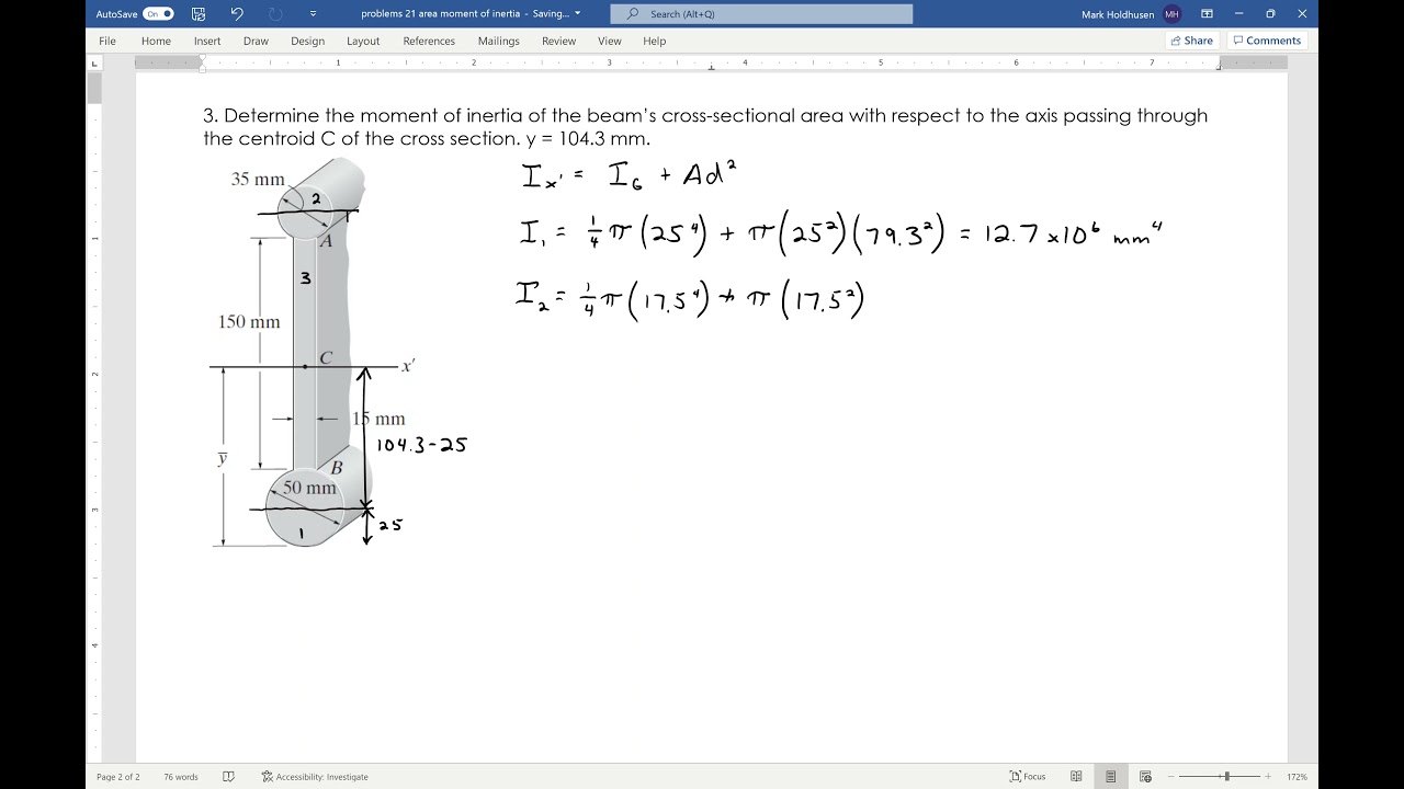 ENGR 220 Area Moment of Inertia Example 3