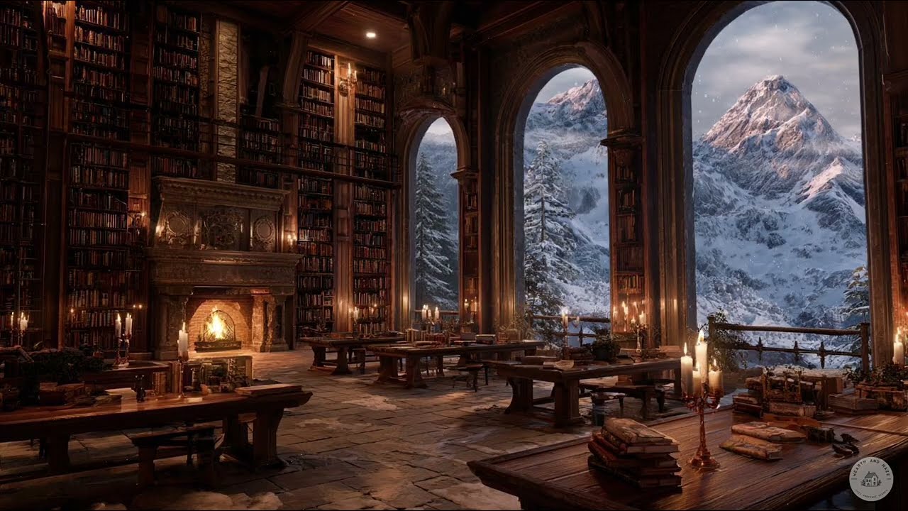 Ultimate Mountain Library Ambience 🏔️ Castle Study with Classical Music