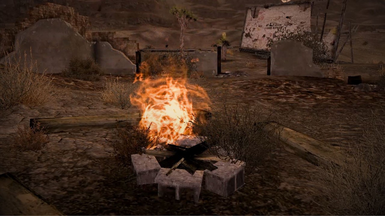Fallout: New Vegas – Desert Campfire at Sunset | 1 Hour Ambient Sounds (No Music)