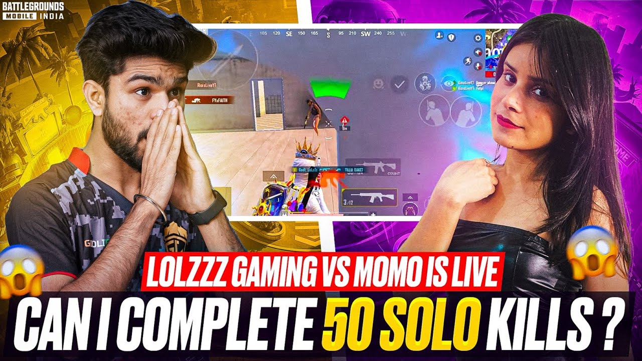 CAN I COMPLETE 50 SOLO KILLS CHALLENGE IN HER LOBBY ? LoLzZz GAMING vs MOMO IS LIVE