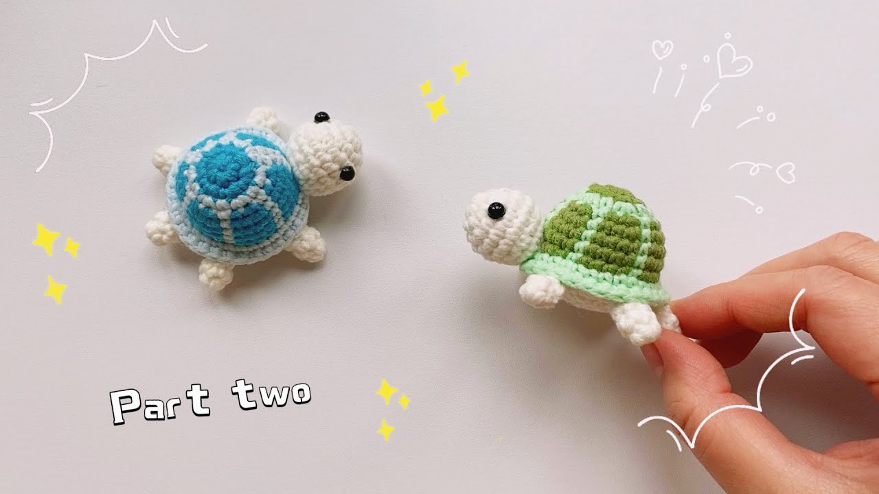Part two-How to Crochet a Turtle Amigurumi Keychain🐢 Cute Turtle Keychain Crochet Tutorial