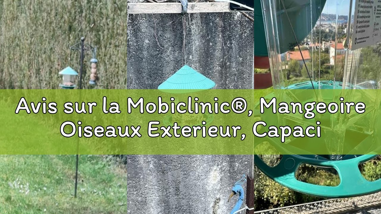 Avis sur la Mobiclinic®, Mangeoire Oiseaux Exterieur, Capacité 1,2L, Balcon et Jardin, Éducation en
