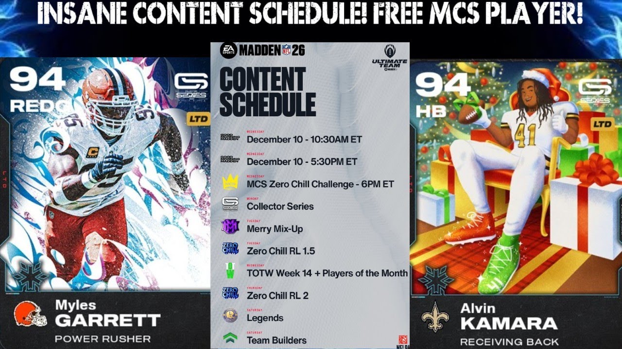 INSANE CONTENT SCHEDULE! FREE MCS PLAYER WEEK! 2 ZERO CHILL DROPS! TEAM BUILDERS, LEGENDS!