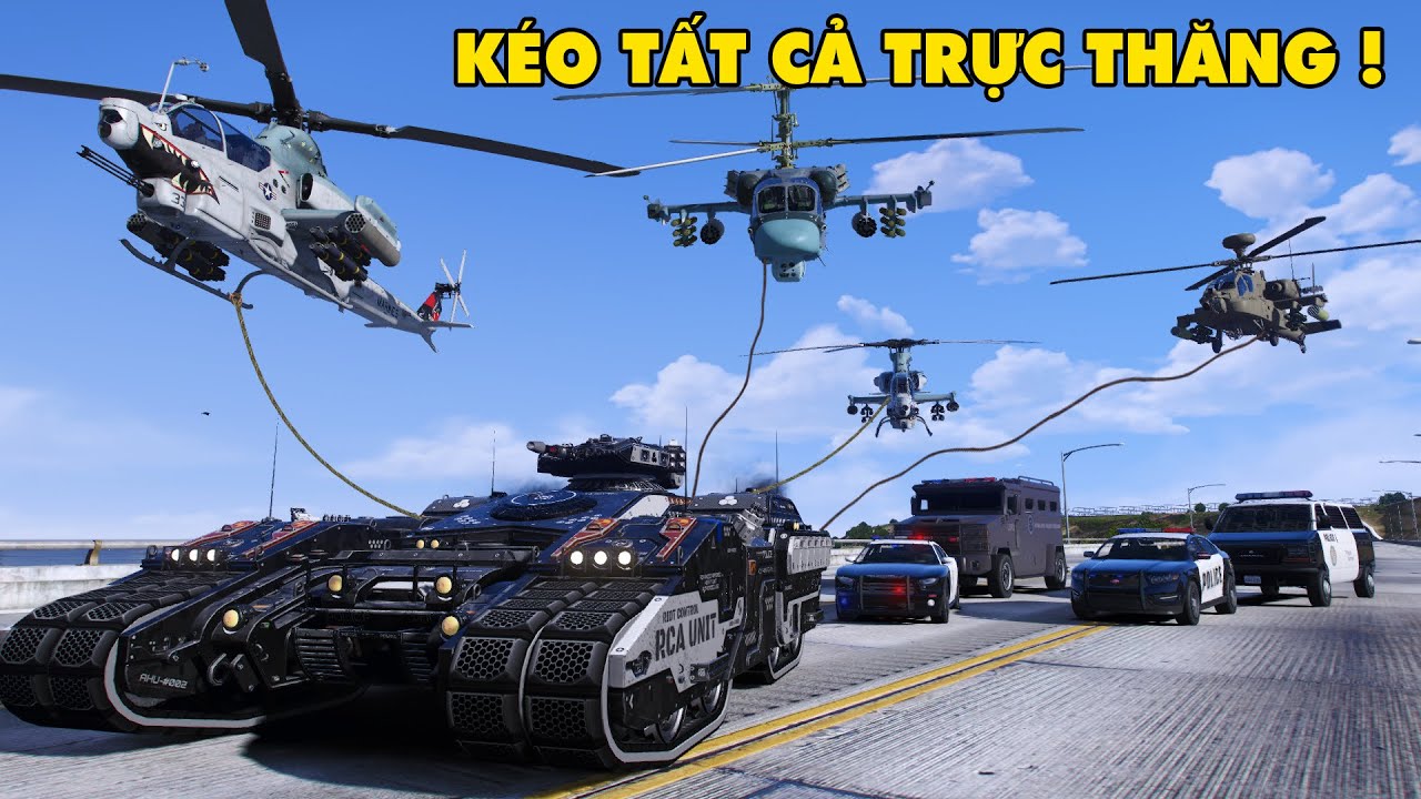 GTA 5 TANK WAR III Xe Tăng Tương Lai Kéo Tất Cả TRỰC THĂNG Và CHIẾN ĐẤU CƠ Trên Đường Cao Tốc