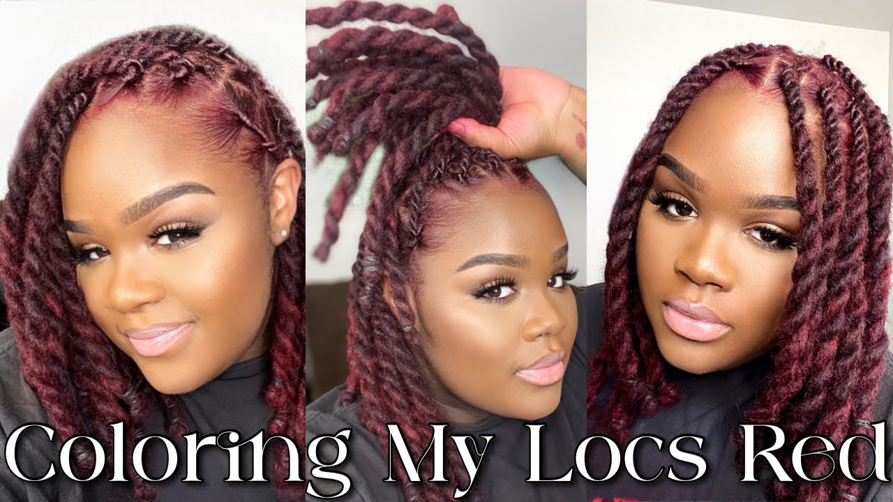 LOC TUTORIAL: Coloring My Locs Red From Green | Loc Two Strand Twist | IamJackieCymone